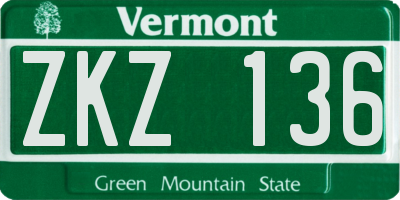 VT license plate ZKZ136