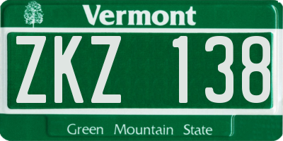 VT license plate ZKZ138