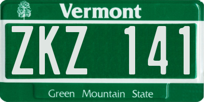 VT license plate ZKZ141