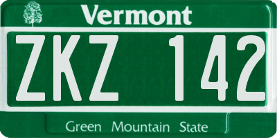 VT license plate ZKZ142