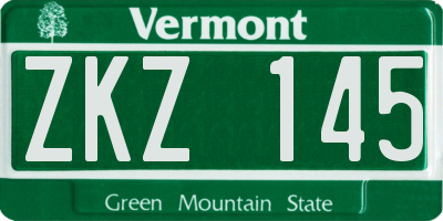 VT license plate ZKZ145