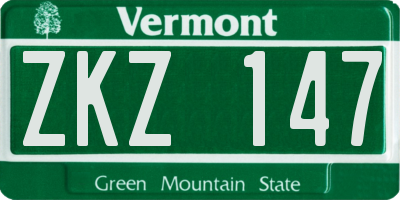 VT license plate ZKZ147
