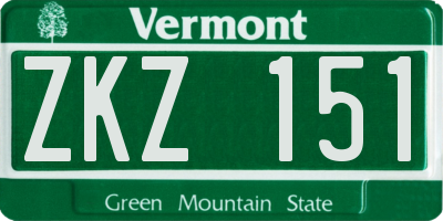 VT license plate ZKZ151