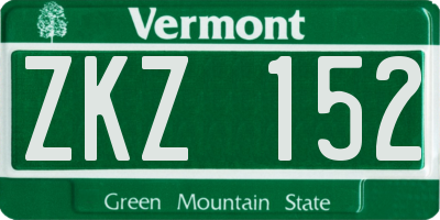 VT license plate ZKZ152