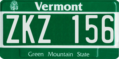 VT license plate ZKZ156
