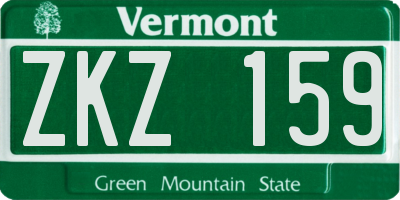 VT license plate ZKZ159
