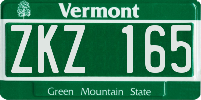 VT license plate ZKZ165