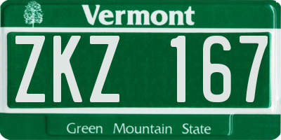 VT license plate ZKZ167