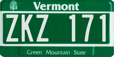 VT license plate ZKZ171