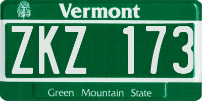 VT license plate ZKZ173