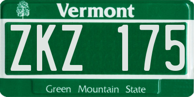 VT license plate ZKZ175
