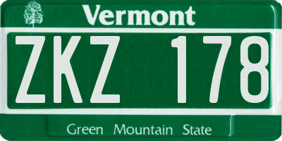 VT license plate ZKZ178