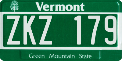 VT license plate ZKZ179