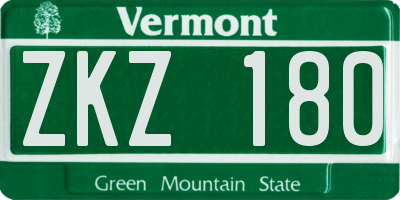 VT license plate ZKZ180
