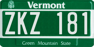 VT license plate ZKZ181