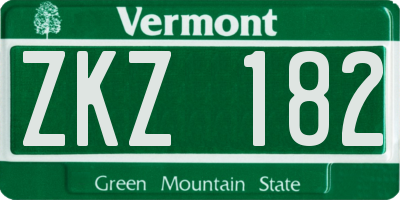 VT license plate ZKZ182
