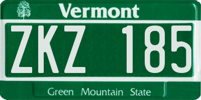 VT license plate ZKZ185
