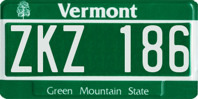 VT license plate ZKZ186