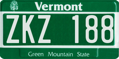 VT license plate ZKZ188