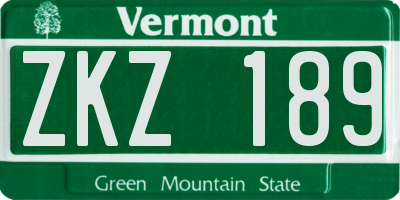 VT license plate ZKZ189