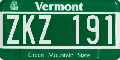 VT license plate ZKZ191