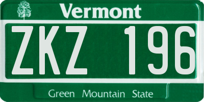 VT license plate ZKZ196