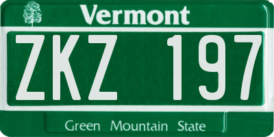 VT license plate ZKZ197
