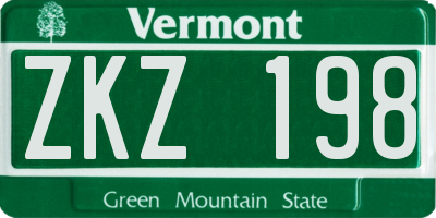 VT license plate ZKZ198