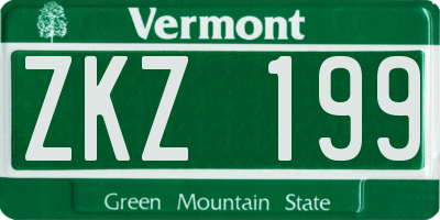 VT license plate ZKZ199