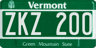 VT license plate ZKZ200