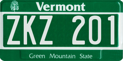 VT license plate ZKZ201
