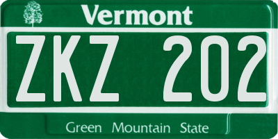 VT license plate ZKZ202