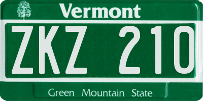 VT license plate ZKZ210