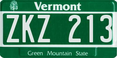 VT license plate ZKZ213