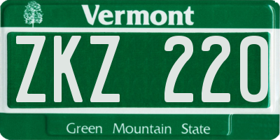 VT license plate ZKZ220