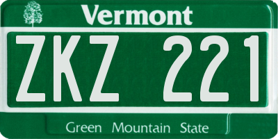 VT license plate ZKZ221