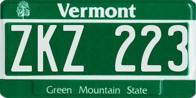 VT license plate ZKZ223