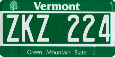 VT license plate ZKZ224