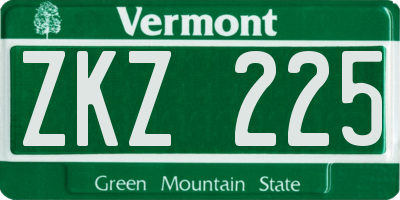 VT license plate ZKZ225