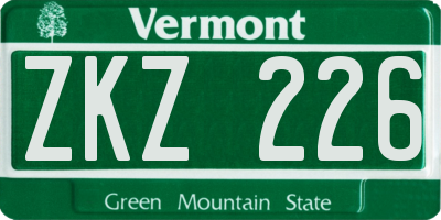 VT license plate ZKZ226