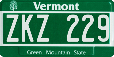 VT license plate ZKZ229