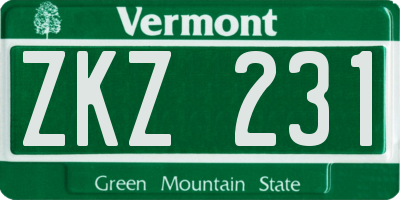 VT license plate ZKZ231