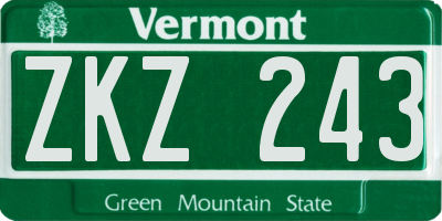 VT license plate ZKZ243