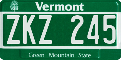 VT license plate ZKZ245