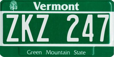VT license plate ZKZ247