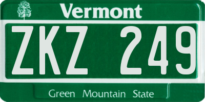 VT license plate ZKZ249