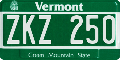VT license plate ZKZ250