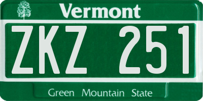 VT license plate ZKZ251