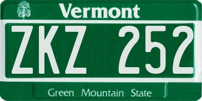 VT license plate ZKZ252