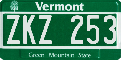 VT license plate ZKZ253
